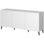 Cama Meble NOVA KOM155 BI, 155x40x72 cm, 3 ust, 3 riiulit, MDF, matt valge, mustad jalad