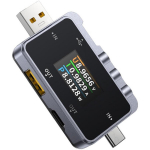 Fnirsi USB Tester 2w1 FNAC-28, 1.06 tolli, 0-156 W, 0-6.5 A, 4-24 V, t&auml;psus &plusmn;(0.2&permil; + 2)