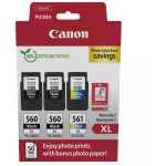 Canon Tindi PG-560XLx2/CL-561XL Foto V&auml;&auml;rtus 3712C012, 2x14.3ml must, 1x12.2ml v&auml;rviline, 50 lehte 10x15cm l&auml;ikivat fotopaberit