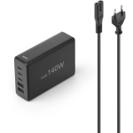 Hama 00201978 laadimisjaam, 3xUSB-C/2xUSB-A, 140W, GaN, PD/QC, 1.5m, must