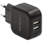 Qoltec 50186 Laadija, 17W, 5V, 3.4A, 2xUSB, 220-240V, 50-60Hz, must