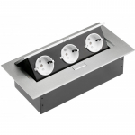 Pistikupesa, laua sisse ehitatav, 3 pesa, ilma juhtmeta, alumiinium; AE-PB03GS-53 GTV