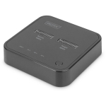 Digitus kahekordne M.2 NVMe SSD dokk DA-71545, 2xUSB Type-C, 0.6A, 3A, 5V, UASP tugi, Plug and Play, must