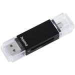 Hama 00181056 USB 2.0 OTG kaardilugeja, alumiinium, SD/microSD, 480 Mbit/s, must