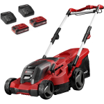 Einhell GE-CM 36/37 Li 4326622 Akutoitel muruniiduk 36 V 2&times;18 V 2&times;4.0 Ah 37 cm 6-astme niiduk&otilde;rguse reguleerimine 45 L rohumassi kott Punane-Must