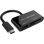 Gembird M&auml;lukaardi lugeja UHB-CR3-02 USB 3.2 Gen 1 Type-C, toetab MicroSD/SD/SDHC/SDXC, 1 USB 2.0 port, must