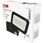 Emos LED prožektor ZS2333, 30 W, 3000 lm, IP44, neutraalne valge, PIR andur, alumiinium, klaas