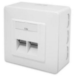 Digitus seinapistik DN-9006-N, 80mm, 80mm, 2xRJ45, 250MHz, 1GbE, varjestatud, valge RAL 9010