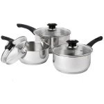 Russell Hobbs RH00542EU7 Easy Strain pottide komplekt 3tk, 16/18/20cm, roostevaba teras, klaaskaaned, induktsioonile