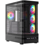 Modecom Volcano AQ200 ARGB MC-A-AQ200-4FA-B, ATX, 4x120mm ARGB, 2xUSB 3.0, USB-C, LED-ekraan, karastatud klaas