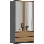 Top E Shop SZAFA MALWA AN/AR L riidekapp, SS-90 LUS AN/AR, 900mm, 1800mm, 2 ust, 5 riiulit, tamm, hinged uks, peegel