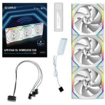 Lian Li G99.12SL1W3W.00 ventilaator, 120 mm, 2000 RPM, 3 ventilaatorit, 64.05 cfm, 2.44 mmH2O, FDB, 5-12 V, valge