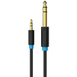 Vention helikaabel, TRS 3.5mm kuni 6.35mm, BABBG, 1,5m, must, 26AWG, PVC