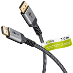 Goobay DisplayPort kaabel 75681, 3m, 54 Gbit/s, 8K144Hz, 4K240Hz, Dynamic HDR, DTS-HD, UHBR13.5, punutud, alumiiniumkorpus