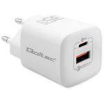 Qoltec 50763 laadija, Type C, 35W, 220-240V, 5-20V, 2.25A/3A, Ultra Charge, 2 seadet, valge
