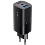 Havit UC20 EU, GaN 65W reisilaadija, 3 porti, must, 100-240V, 50/60Hz, 1.5A, 5-20V