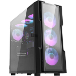 Darkflash DK431 Glass arvutikorpus, 4 ventilaatorit, l&auml;bipaistev/must, midi tower, 2xUSB 3.0, 2xUSB 2.0, RGB