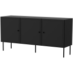Cama Meble PALAZZO BIS 400021 kummut, 151x40x75 cm, matt must, 3 ust, 3 riiulit, metallist jalad 20 cm