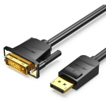 Vention Video kaabel DP DVI 1m HAFBH, 5.2mm, must, 1080p, 60Hz, 3D, Plug and Play, alumiiniumfoolium, vask