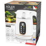 Adler Kettle with LED Display AD 1305wg, 2200 W, 1.7 L, Plastic, 360&deg; rotational base, White/Gold