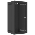 Lanberg seinakapp 10 tolli WF10-2312-10B, 280mm, 12U, 20kg, IP20, klaasuks, 2 vertikaalset riba