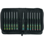 Bosch 1600A02Z9N t&auml;ppiskruvikeerajate komplekt, 13-os, S2 teras, magnetilised otsikud, v&auml;rvikoodid, riidest &uuml;mbris