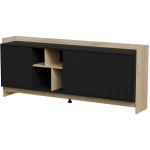Cama Meble PORTO 473510 kummut, 190x38x77 cm, tamm/must, 3 ust, 4 riiulit, PUSH TO OPEN, lamineeritud puitlaastplaat