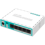 Mikrotik RB750R2 ruuter, 850MHz CPU, 64MB RAM, 5 LAN porti, 16GB m&auml;lu, 24V 0.38A toiteadapter