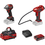 Einhell TP-CW 18/260 + CE-CC 18 Kit 4326650 Bezvadu sitienatslēga un komplekts 18 V Li-Ion 4.0 Ah 1/2&Prime; 260 Nm Ar somu Sarkans-Melns Li-Ion Power-X-Change sistēma