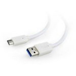 Gembird USB 3.0 AM kuni Type-C kaabel CCP-USB3-AMCM-6-W 1,8 m valge, kuni 600 MBps, 3A/36W laadimine, kuldne kontakt