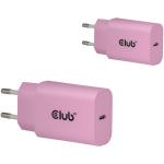 Club3D laadija CAC-3021 30W, 100-240V, 1x USB-C, roosa, kiire laadimine, toite kaitse