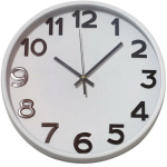 Besk Seina kvarts kell 9121207, 30 cm, valge v&auml;rv, plastmass, araabia numbrid, 1 x AA patarei