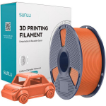 Sunlu PETG Filament PETG SO, 1.27 g/cm&sup3;, 5.3 g/10min, 2.7 kJ/m, 2226 MPa, 53 MPa, 77 MPa, 17.3%, 195 &deg;C, 68 &deg;C, p&auml;ikeseline oranž