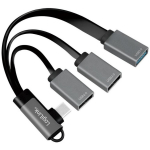 Hub USB 3.2, USB-C/M 90, do 3xUSB-A/F, 0.15m