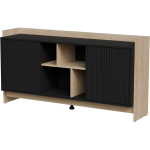 Cama Meble PORTO 473515 kummut, 150x38x77 cm, tamm/must, PUSH TO OPEN, 2 ust, 3 riiulit, 16 mm, matt