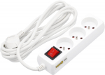 Pagarinātājs ar slēdzi, VOREL, 72528, 3 m, 3 kontaktligzdas, 10 A, balts