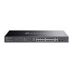 Omada 20-Port Gigabit lihtsasti hallatav l&uuml;liti 16-Port PoE+ funktsiooniga, TP-Link, ES220GMP, 16&times; 10/100/1000 Mbps PoE+ RJ45 porti, 2&times; Gigabit SFP pesa, 250W PoE eelarve
