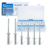 Geko Alumiiniumist pimepop-rivettide komplekt 450 tk, alumiinium, lehtmetalli, plastiku, struktuuri komponentide &uuml;hendamiseks