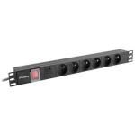 Lanberg Pikendus PDU-06E-0200-BK, 2m, 6x230V, 16A, 4000W, automaatne kaitse, alumiinium, must