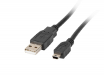 USB 2.0 kaabel Mini USB &rarr; USB A 1.8 m 480 Mb s CA USBK 10CC 0018 BK Must Lanberg