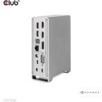 Club3D dokk CSV-1568 120W, 4 videot 16.2 Gbit/s, 4 USB 10G/5G, 1 Gigabit Ethernet, 2 audio, toiteadapter 120W