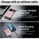 Intenso Power Bank 7344023 5000 mAh, 15 W juhtmevaba laadimine, 20 W USB-C PD, &otilde;huke, roosa