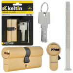 Keltin luku silinder 30/40 K02608, 30/30mm, harjatud messing, 3 v&otilde;tit, 25000 ts&uuml;klit, alumiinium, ZnAl mehhanism