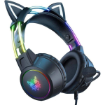 Onikuma m&auml;ngu peakomplekt X15 PRO Cat Black, 50mm, 15&Omega;, 102dB, 2m, USB + 3.5mm, ergonoomiline, RGB valgustus
