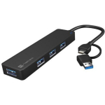 Natec USB-C 3.0 keskpunkt MAYFLY NHU-2023, 4 USB 3.0 porti, 5000 Mbit/s, 0.15 m kaabel, must