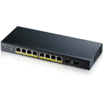 Zyxel GS1900-10HP-EU0102F kommutaator, 8xGbE PoE, 2xSFP, 77W, L2, hallatav