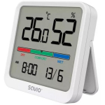 Savio CT-01/W temperatuuri- ja niiskusem&otilde;&otilde;tur, -10&ndash;50&deg;C, 10&ndash;99%, LCD, kell, kuup&auml;ev, magnet, valge