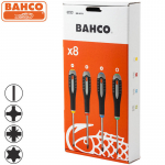 Kruvikeeraja komplekt ERGO &trade; 8 tk PH1 / 2; PZ1 / 2; SL3.5 / 5.5, T15 / 20/25 BE-9872 BAHCO