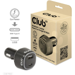 Club3D laadija CAC-1922 63W, 12-24V, 2 porti, USB Type-A 18W, USB Type-C 45W, OCP, OVP, SCP, OTP