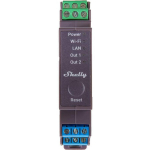 Shelly Pro 2 DIN raja 2-kanaliline relee, Pro2, 16A, 25A, WiFi, LAN, Bluetooth, plastmass, DIN riba